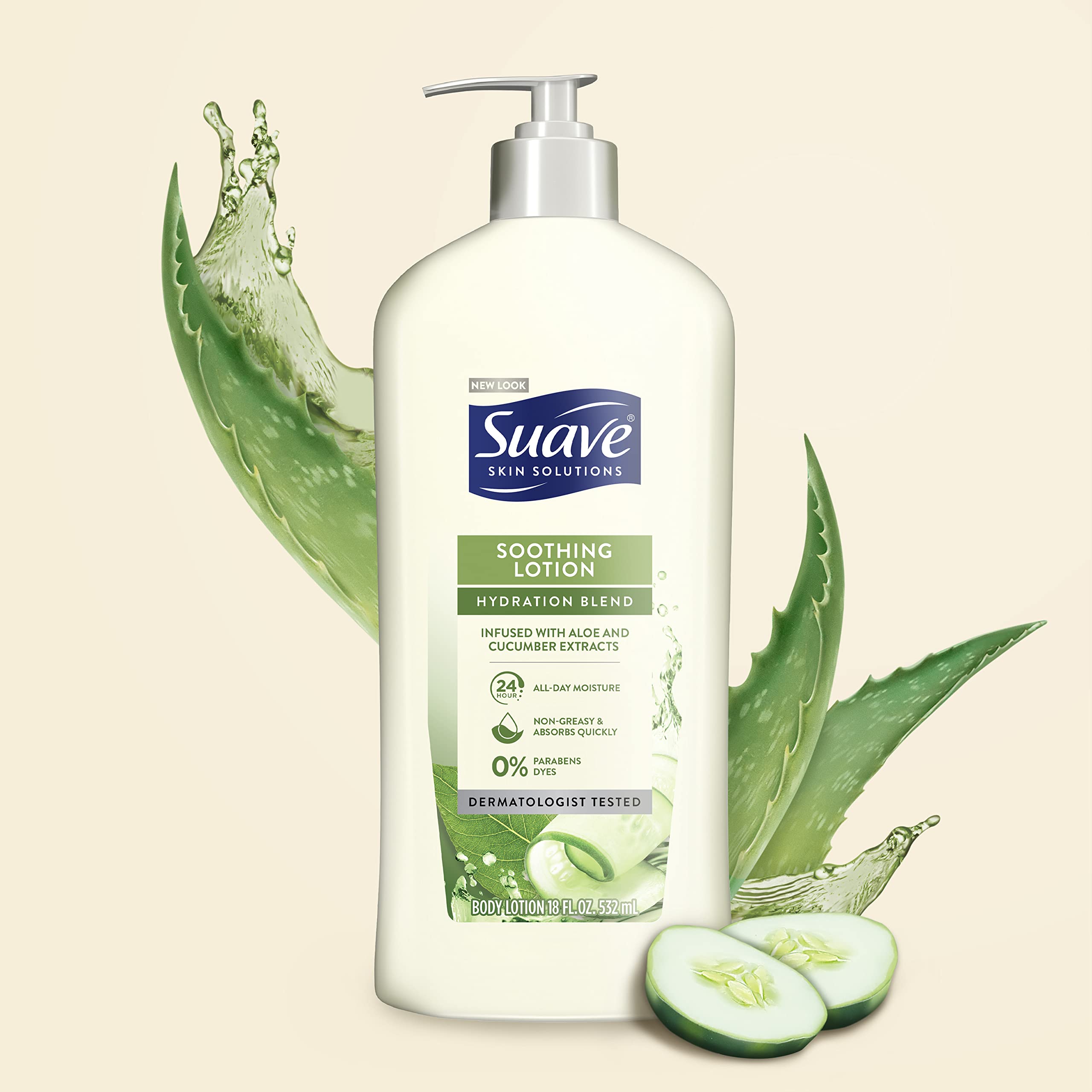 Suave Skin Solutions Skin Care, Soothing with Aloe 18 oz (Pack of 6)
